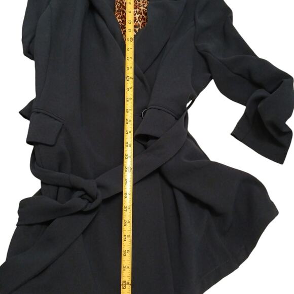 Standards & Practices Blazer Trench Sz 2X Navy Blue Long Coat Jacket Wrap Modern - Picture 11 of 15